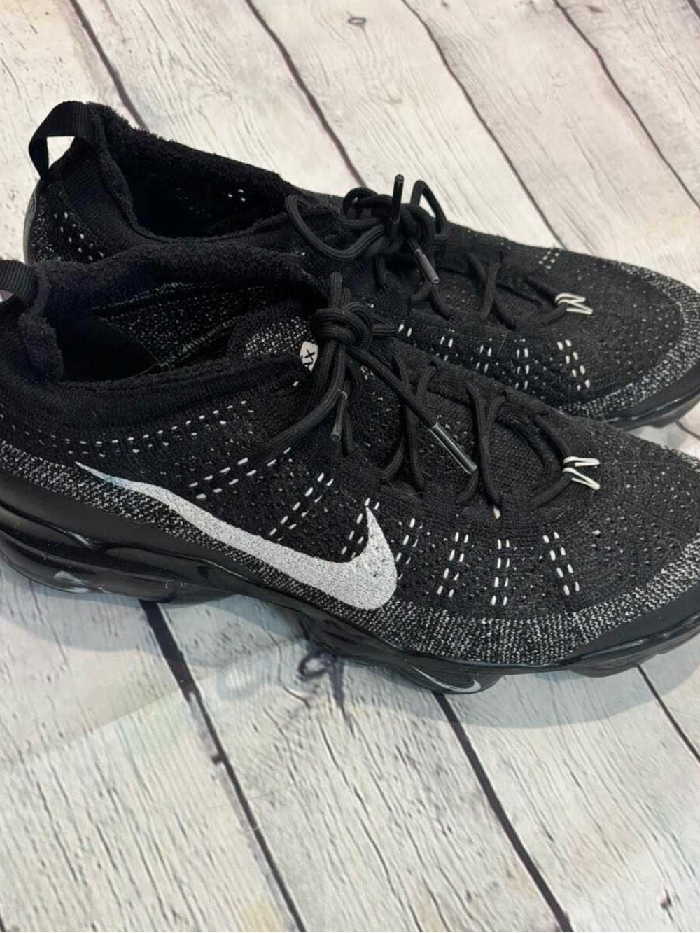 Nike Black Knit Running Sneakers with White Swoosh